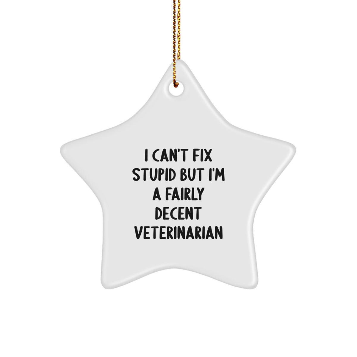 Funny Veterinarian Star Ornament Gift for Him or Her, 'I Cant Fix Stupid But Im A Fairly Decent Veterinarian' Christmas Unique Gifts from Family - Image 1