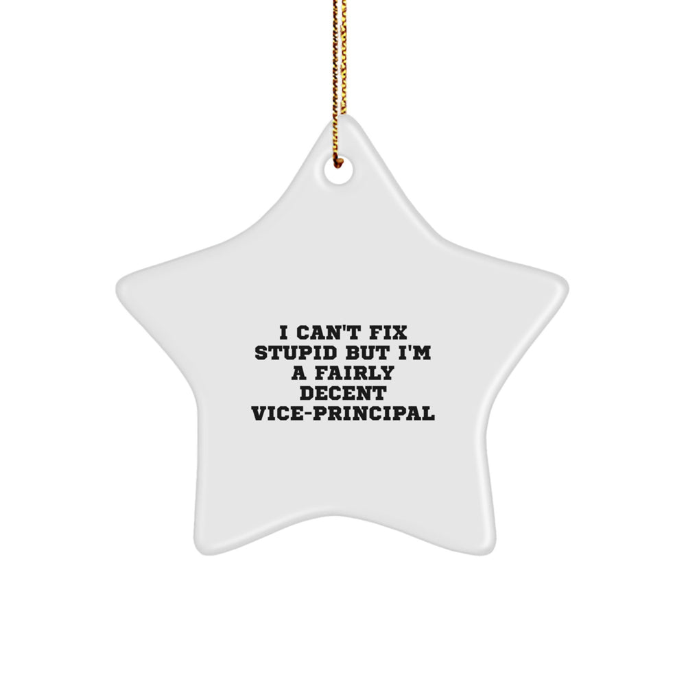 Funny Vice-principal Gifts from Friends, Vice-principal Star Ornament for Christmas Unique Gifts, I Can't Fix Stupid But I'm A Fairly Decent Vice-principal - Image 1