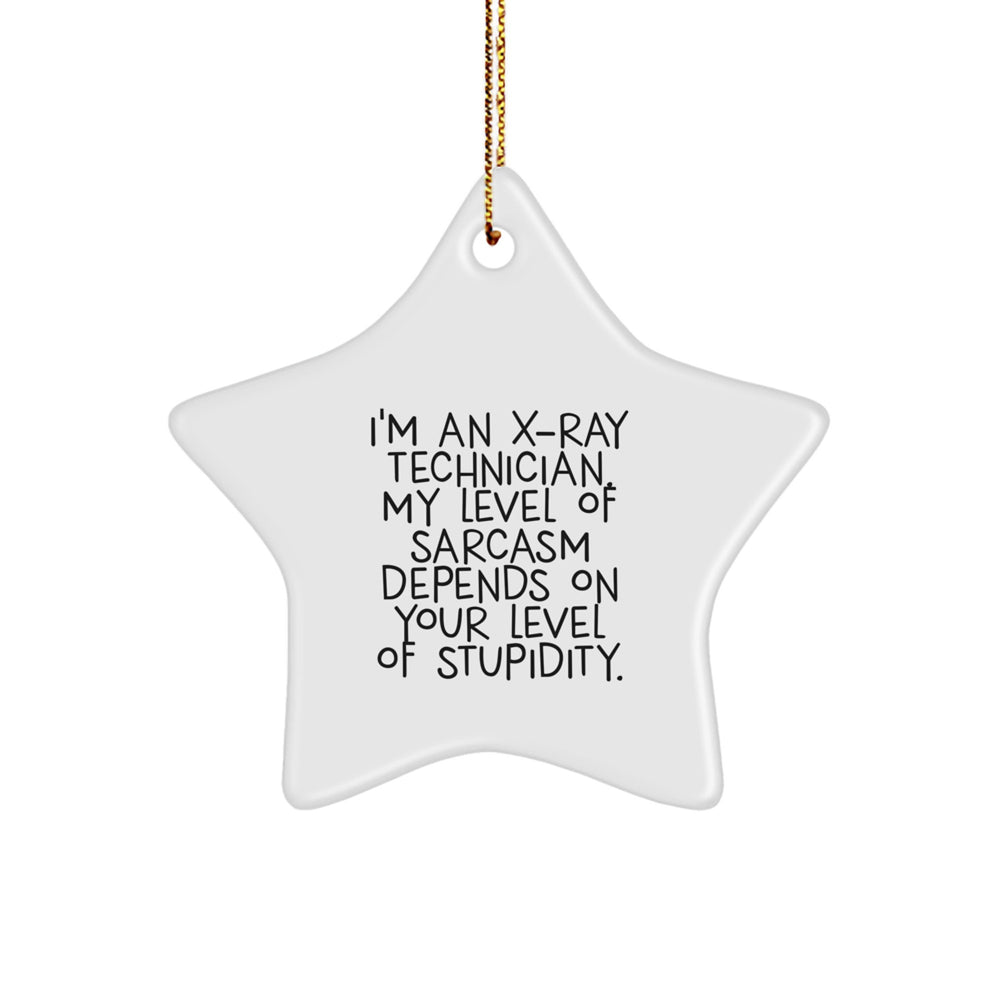 Funny Star Ornament Gifts from Friends for X-Ray Technician, I'm An X-Ray Technician My Level Of Sarcasm Depends On Your Level Of Stupidity, Christmas Unique Gifts - Image 1