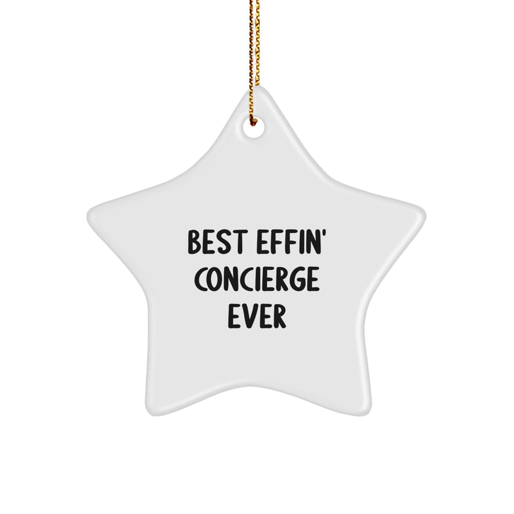 Funny Christmas Unique Gifts from Concierge to Men, Best Effin' Concierge Ever Star Ornament for Concierge Friends - Image 1