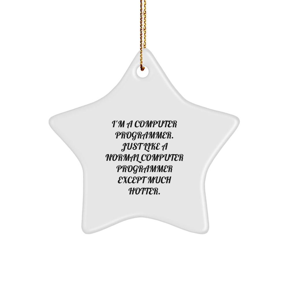 Funny Computer Programmer Gifts from Friends, 'I'm A Computer Programmer. Just Like A Normal Computer Programmer Except Much Hotter.' Star Ornament for Men, Christmas Unique Gifts - Image 1