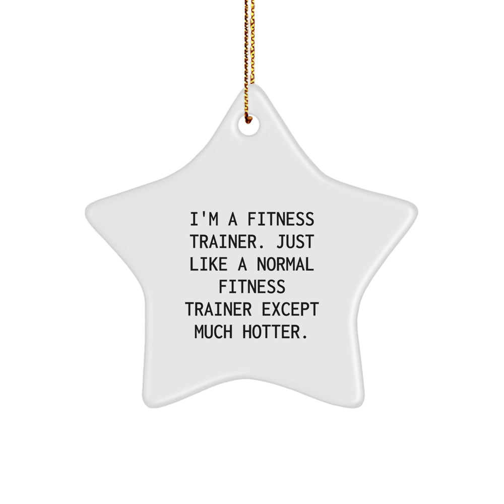 Fitness Trainer Gifts from Friends, Funny Star Ornament for Christmas, 'I'm A Fitness Trainer. Just Like A Normal Fitness Trainer Except Much Hotter.' - Image 1