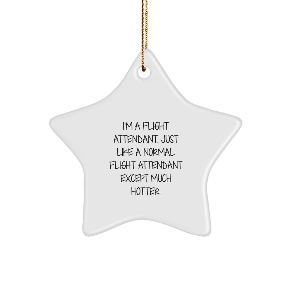 Funny Flight Attendant Gifts from Friends - Star Ornament with Quote 'I'm A Flight Attendant. Just Like A Normal Flight Attendant Except Much Hotter.' for Christmas - Image 1