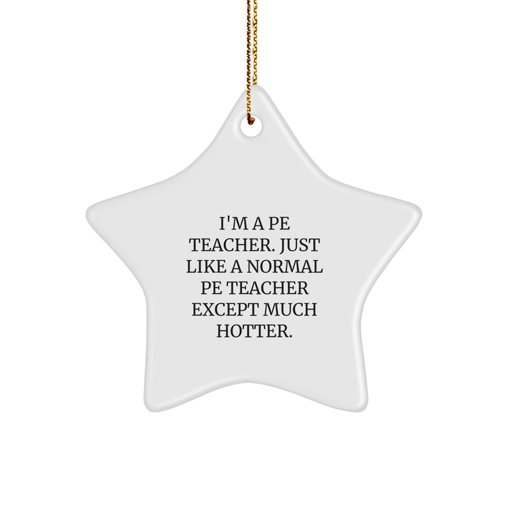 Funny PE Teacher Gifts from Friends for PE Teachers, Star Ornament for Christmas, 'I'm A Pe Teacher. Just Like A Normal Pe Teacher Except Much Hotter.' - Image 1