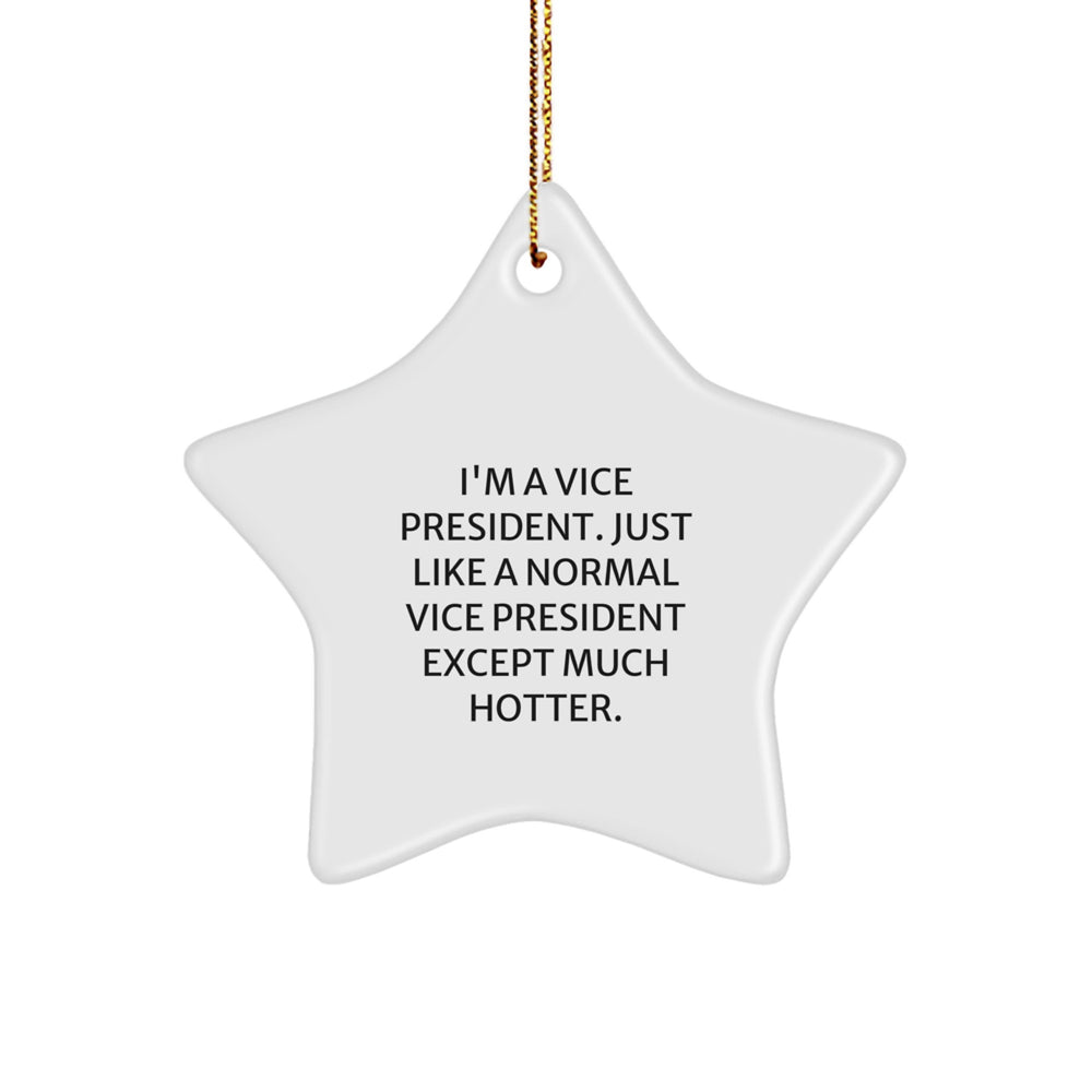 Vice President Star Ornament Gifts from Men to Friends - Funny Quote, Unique Christmas Decorations, Star Shaped, White Color, Perfect for Coworkers - Image 1