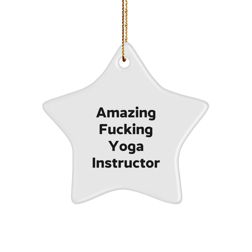 Funny Yoga Instructor Gifts from Friends, 'Amazing F--king Yoga Instructor' Star Ornament for Christmas - Image 1
