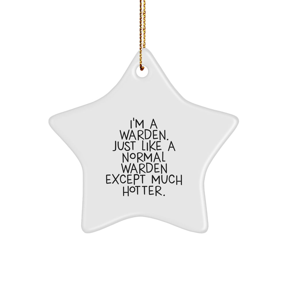Warden Gifts from Friends - Funny Star Ornament for Christmas, I'm A Warden. Just Like A Normal Warden Except Much Hotter., Gifts for Warden - Image 1