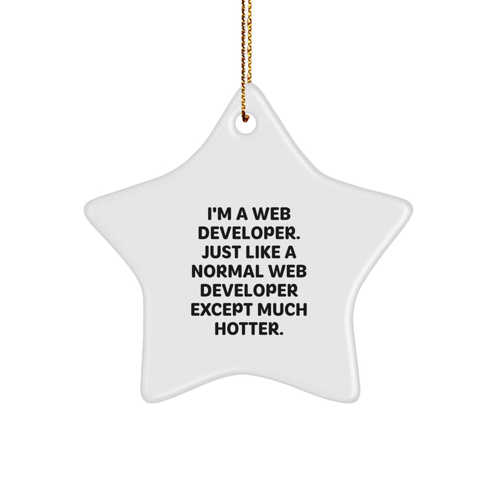 Funny Web Developer Gifts from Friends - I'm A Web Developer. Just Like A Normal Web Developer Except Much Hotter. Star Ornament, Christmas Unique Gifts for Web Developer Men - Image 1