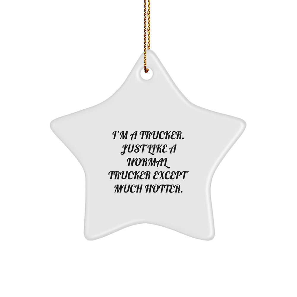 Funny Trucker Gifts for Men - I'm A Trucker. Just Like A Normal Trucker Except Much Hotter. - Star Ornament, Gifts from Men to Trucker Friends, Unique Christmas Unique Gifts for Trucker - Image 1