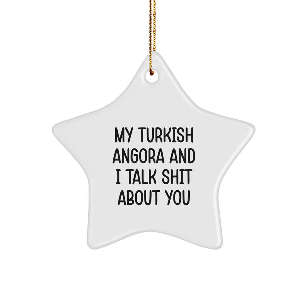 Funny Turkish Angora Cat Star Ornament, Gifts for Women Friends from Men, Unique Christmas Decorations, Cute Cat Lover Gifts, 'My Turkish Angora And I Talk Shit About You' Quote - Image 1