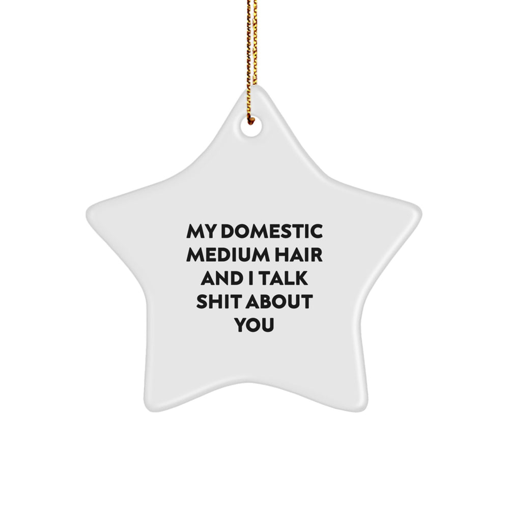 Funny Domestic Medium Hair Gifts from Friends - Star Ornament for Christmas - Image 1