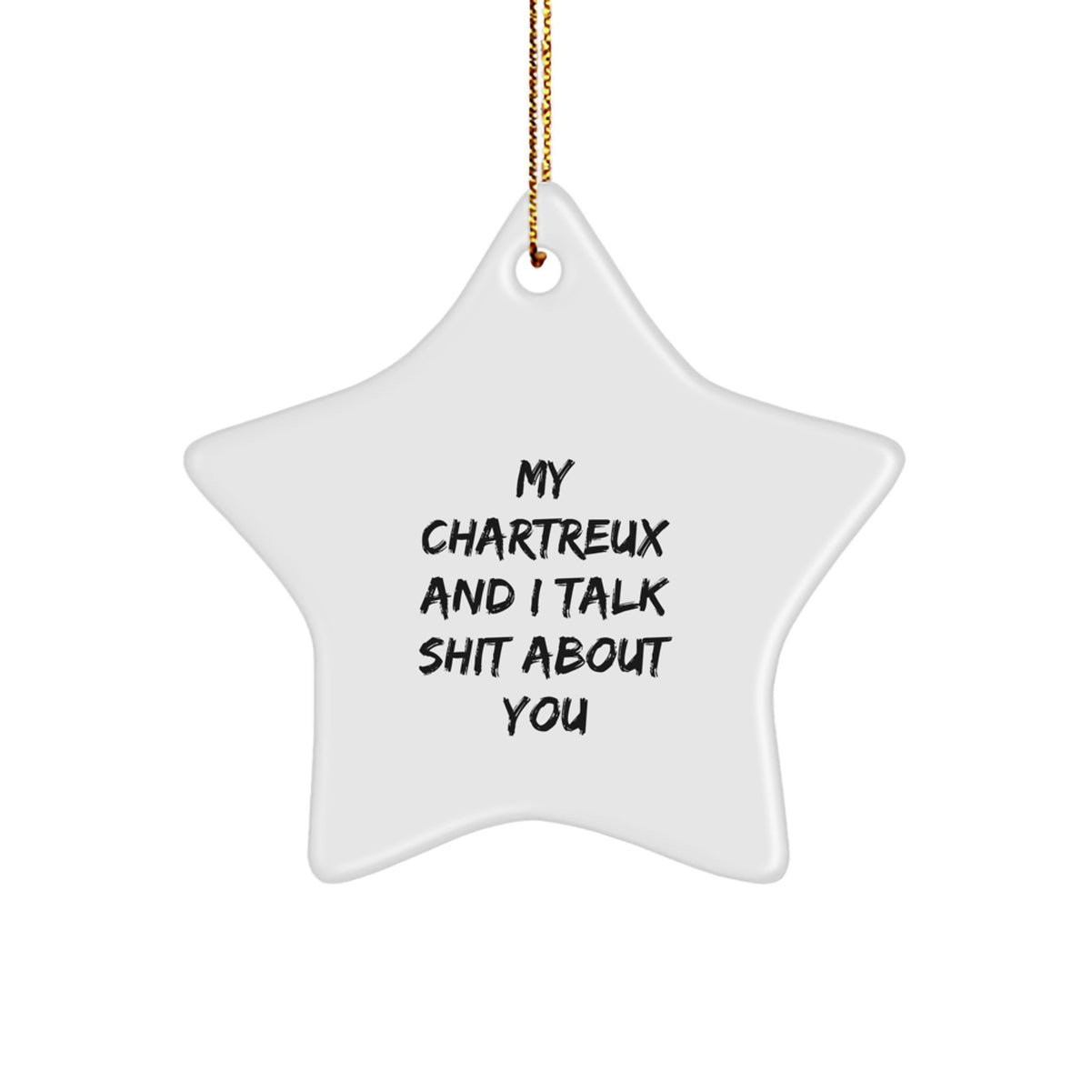 Funny Chartreux Cat Star Ornament Gifts from Family Members for Christmas - Image 1