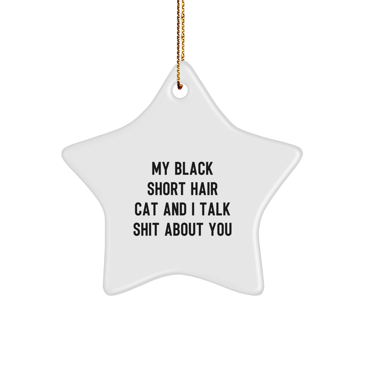 Funny Black Short Hair Cat Gifts, Star Ornament, 'My Black Short Hair Cat And I Talk Shit About You', Christmas Unique Gifts from Friends to Family - Image 1