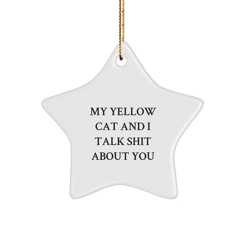 Funny Yellow Cat Star Ornament, Gifts from Family to Friends, 'My Yellow Cat And I Talk Shit About You' Christmas Unique Gifts - Image 1