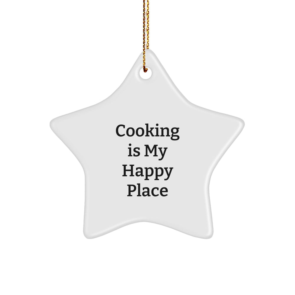 Cooking Enthusiasts' Delight, Star Ornament Gifts from Friends, 'Cooking Is My Happy Place', Christmas Unique Inspirational - Image 1