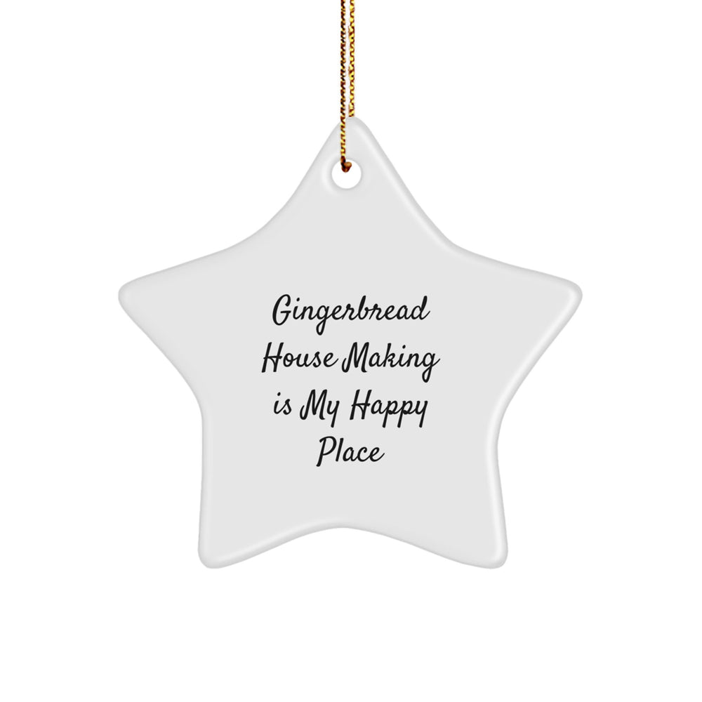 Gingerbread House Making Delights, White Star Ornament, Funny Quote Gifts for Gingerbread House Making Enthusiasts from Friends, Family, and Coworkers, Christmas Unique Gifts - Image 1