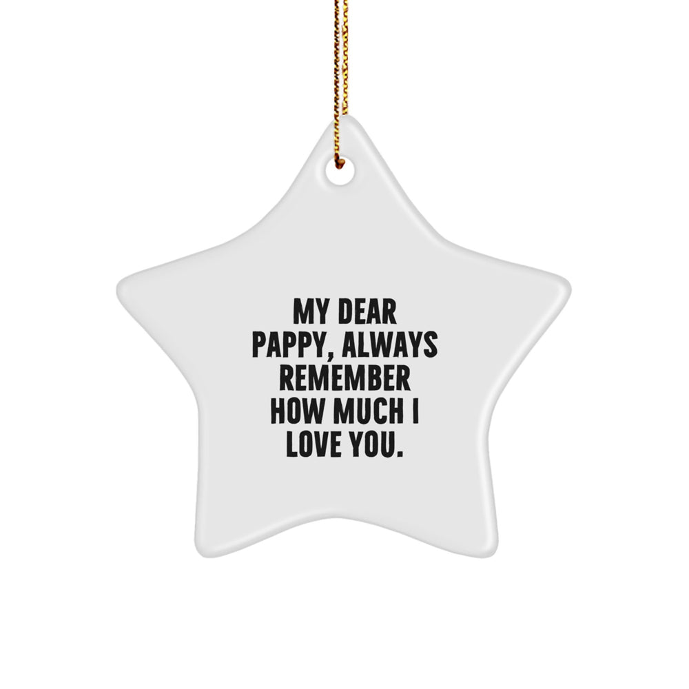 Funny Pappy Gifts from Family, Christmas Unique Ornaments, Star Shaped, 'My Dear Pappy, Always Remember...' Quote, Gifts for Pappy - Image 1