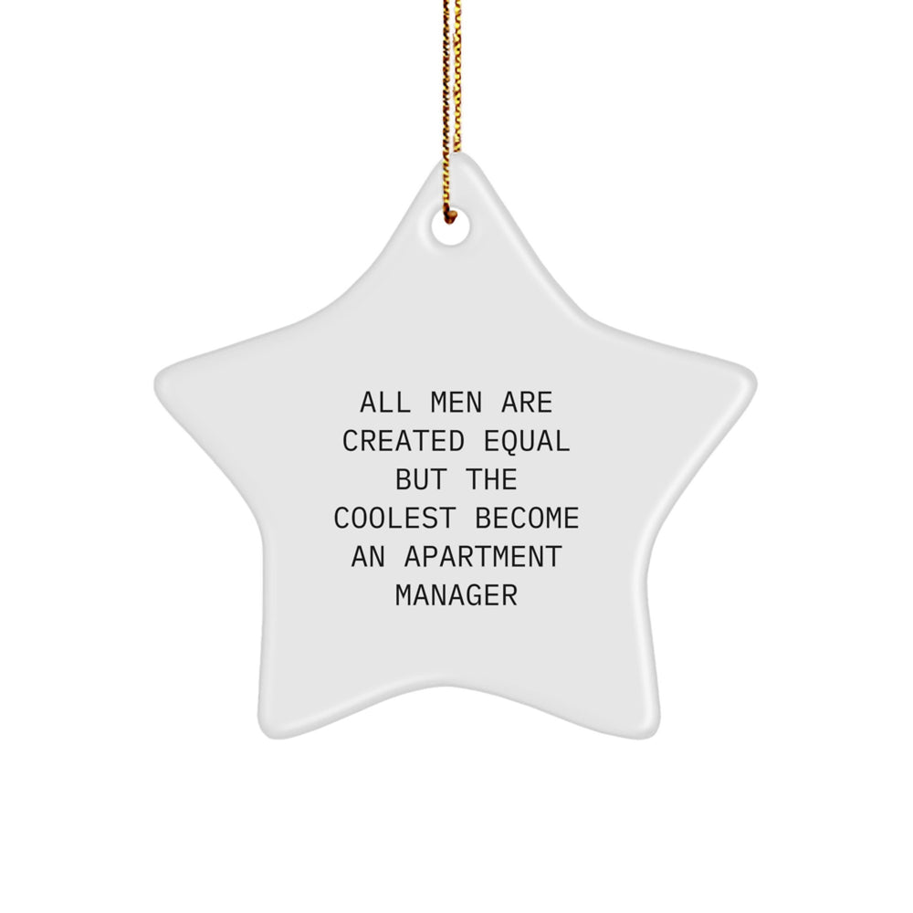 Gifts from Friends, Unique Christmas Apartment Manager Gifts for Men - 'All Men Are Created Equal But The Coolest Become An Apartment Manager' Star Ornament - Image 1