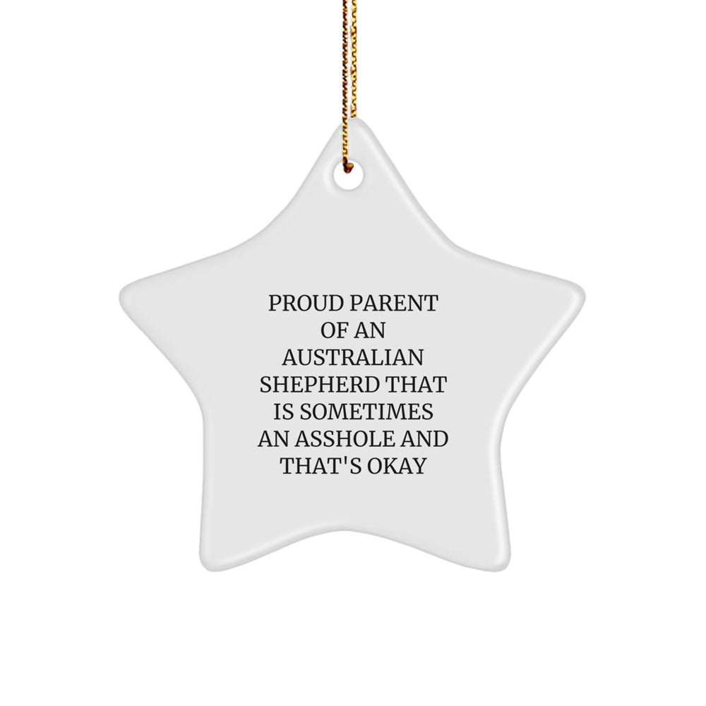 Funny Australian Shepherd Dog Gifts from Friends - Star Ornament for Australian Shepherd Dog Parents Who Know Sometimes They're Assholes - Christmas Unique Gifts - Image 1