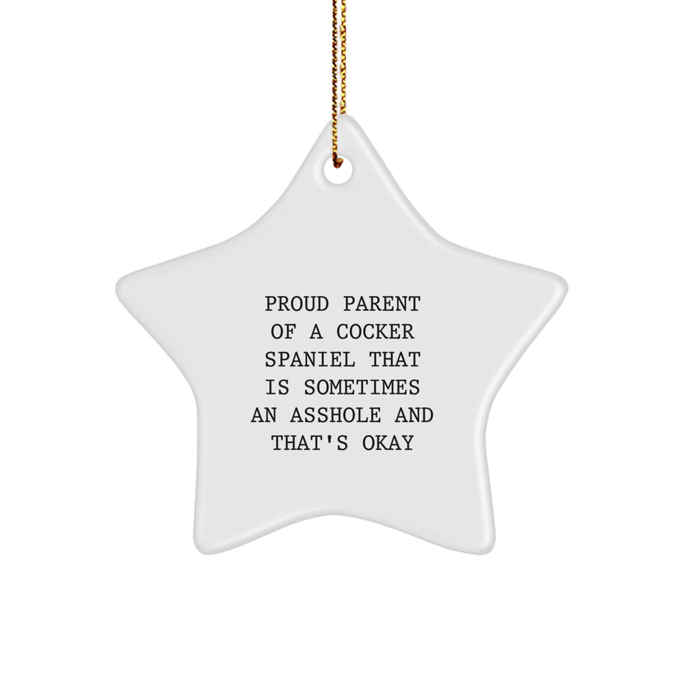 Funny Cocker Spaniel Dog Christmas Unique Gifts, Proud Parent Star Ornament for Friends, Family, or Coworkers - Cocker Spaniel Dog Lover Star Decoration - Image 1