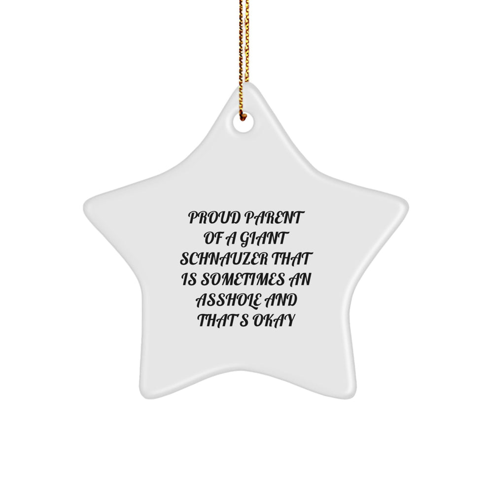 Giant Schnauzer Dog Star Ornament, Funny Quote Gifts for Men, Women, Friends, and Family, Christmas Decorations, 'Sometimes An Asshole And That's Okay' - Image 1
