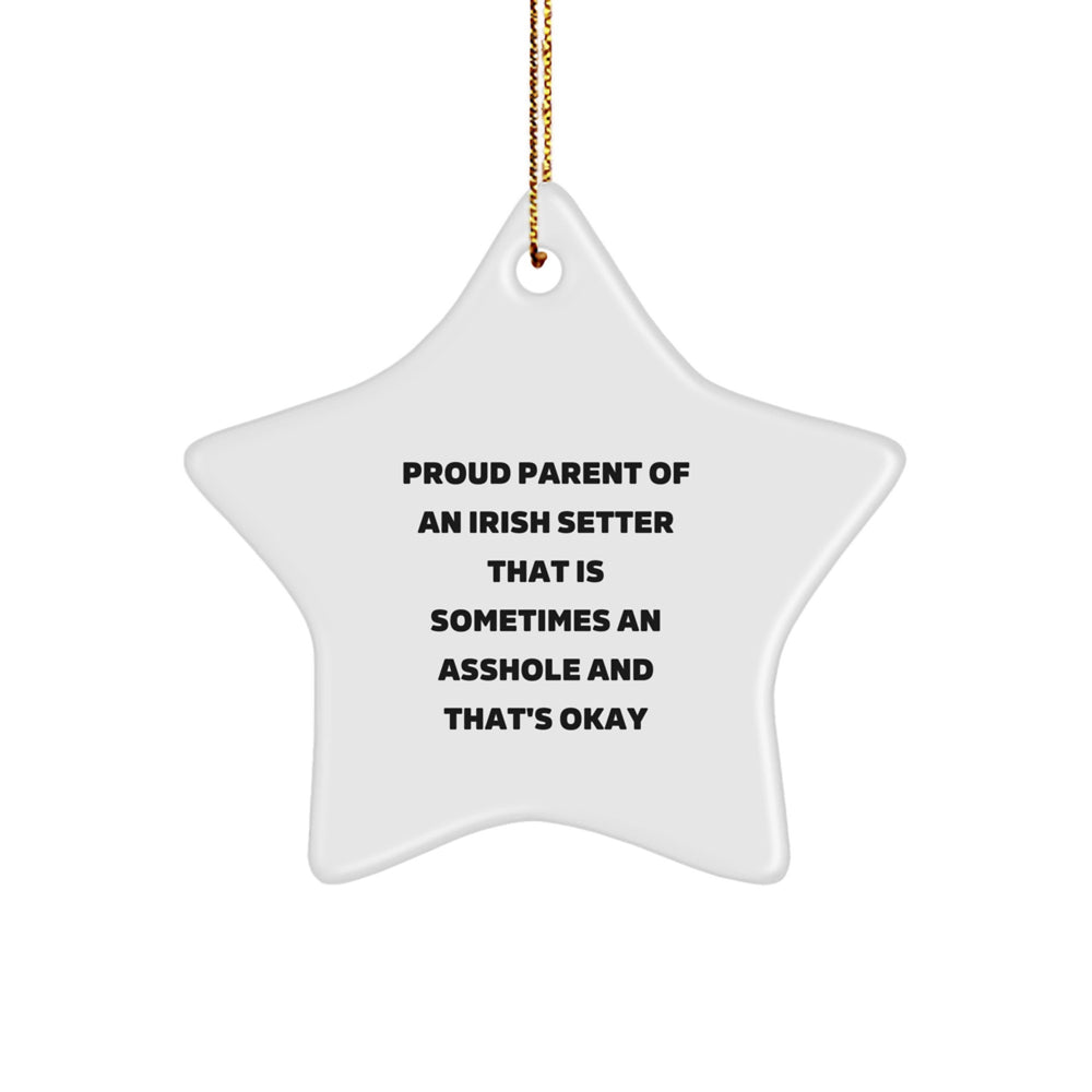 Irish Setter Dog Dad Gifts, Star Ornament, Funny Quote, 'Proud Parent Of An Irish Setter That Is Sometimes An Asshole And That's Okay', Christmas Unique Gifts from Friends - Image 1
