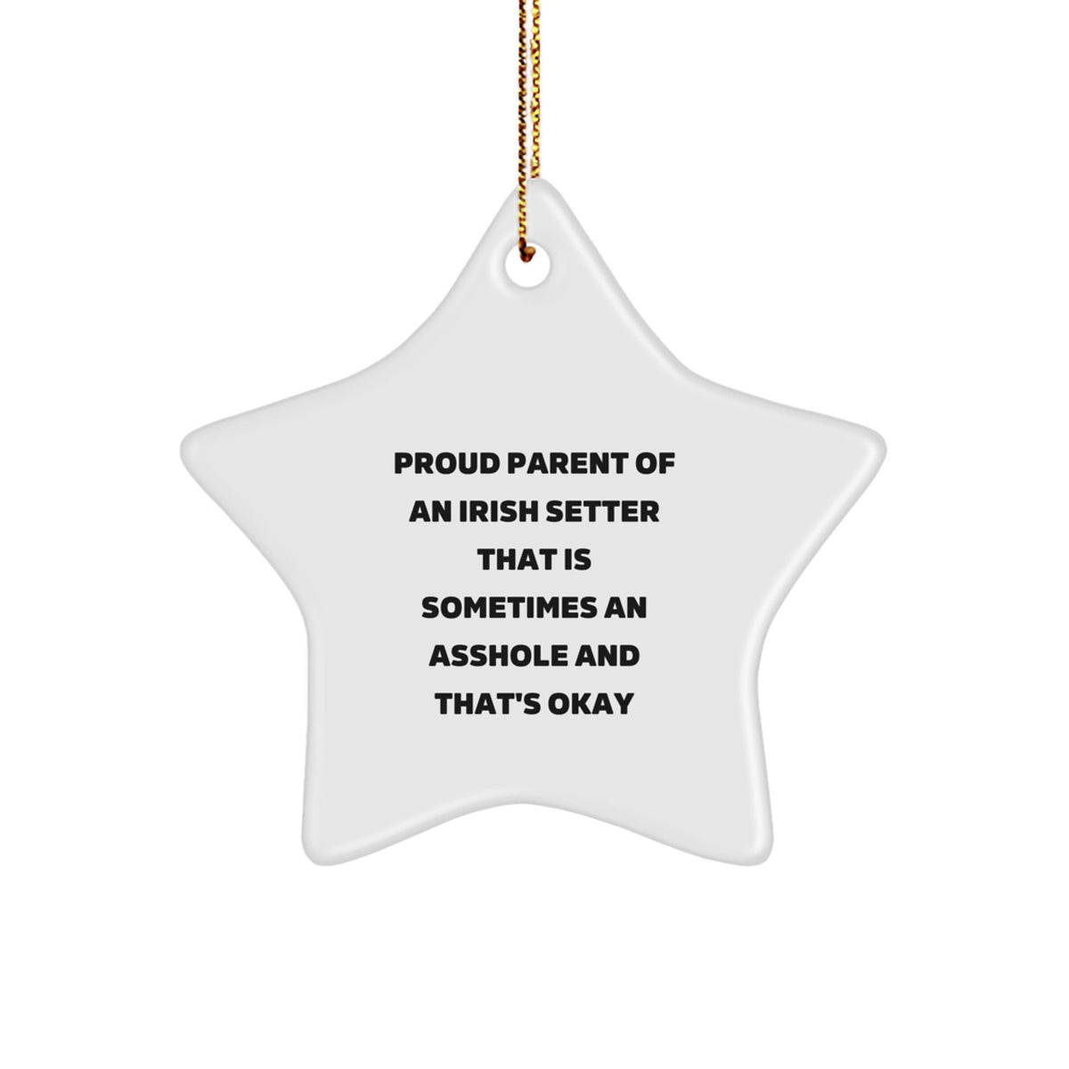 Irish Setter Dog Dad Gifts, Star Ornament, Funny Quote, 'Proud Parent Of An Irish Setter That Is Sometimes An Asshole And That's Okay', Christmas Unique Gifts from Friends - Image 1