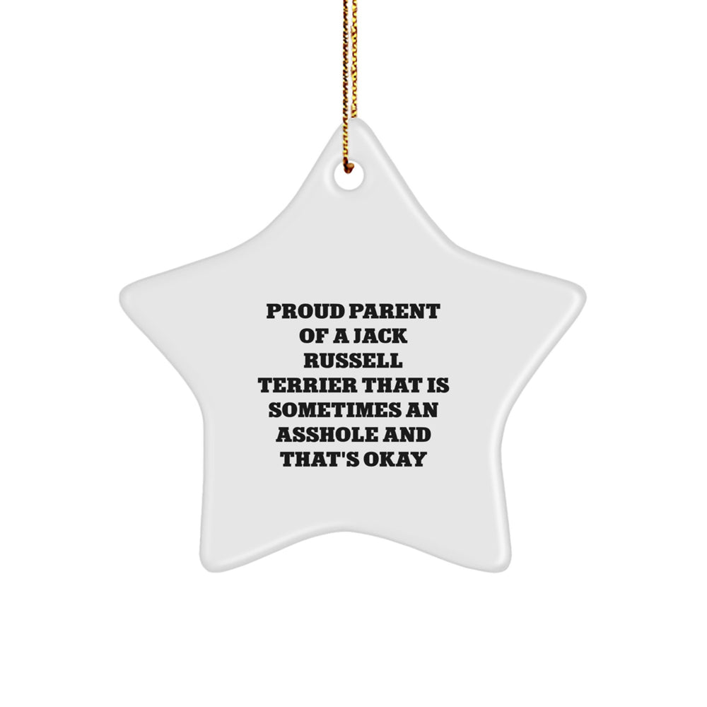 Funny Jack Russell Terrier Dog Gifts from Proud Parents to Friends - Star Ornament for Christmas Tree - Image 1