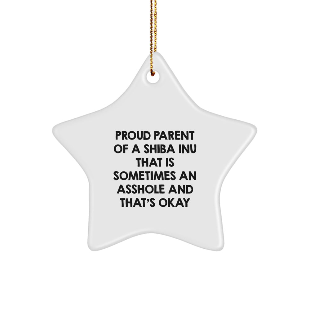 Shiba Inu Dog Star Ornament Gifts from Proud Parents, Funny Christmas Decorations for Shiba Inu Dog Owners, Friends, and Family, 'Proud Parent...' - Image 1