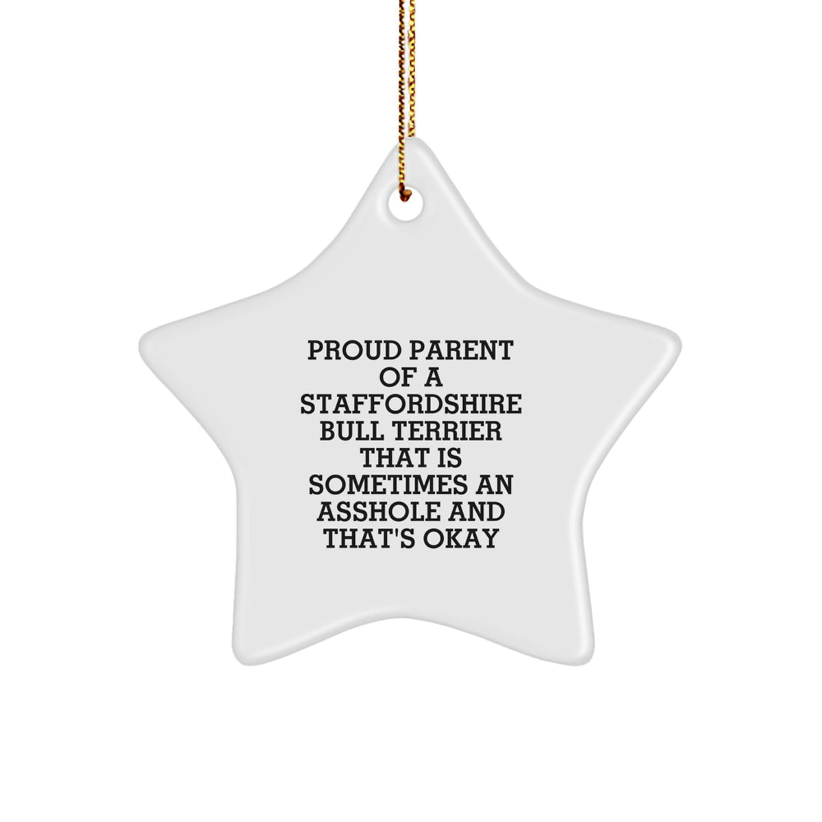 Funny Staffordshire Bull Terrier Dog Dad Gifts for Christmas - Star Ornament with Quote - Gifts from Men to Family - Image 1
