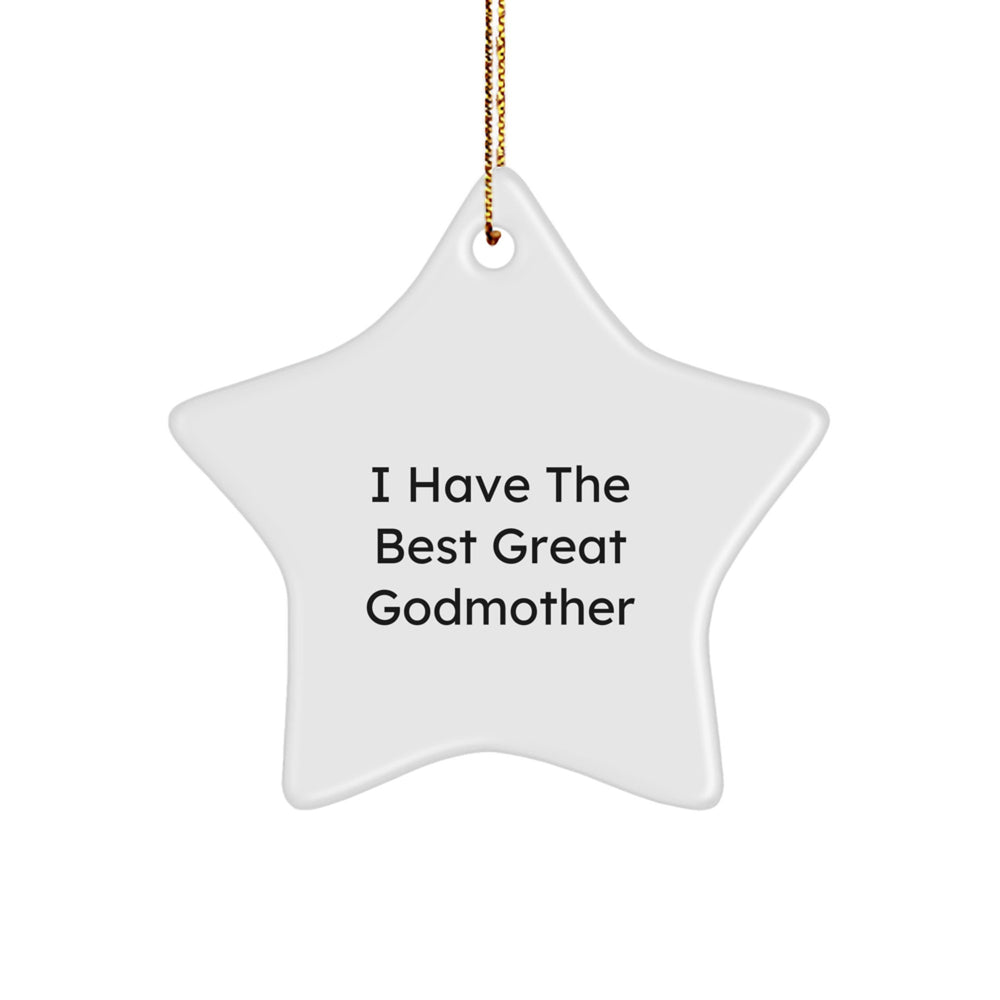 Funny Godmother Gifts, 'I Have The Best Great Godmother' Star Ornament for Christmas, Gifts from Family, Friends, Coworkers to Godmother - Image 1