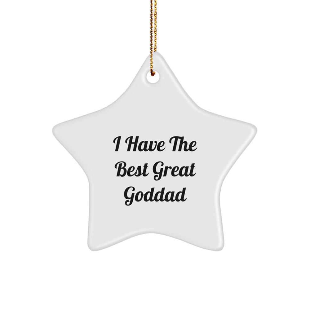 Funny Goddad Gifts from Men, Great Christmas Star Ornament for Him, 'I Have The Best Great Goddad' Quote, Durable MDF Construction - Image 1