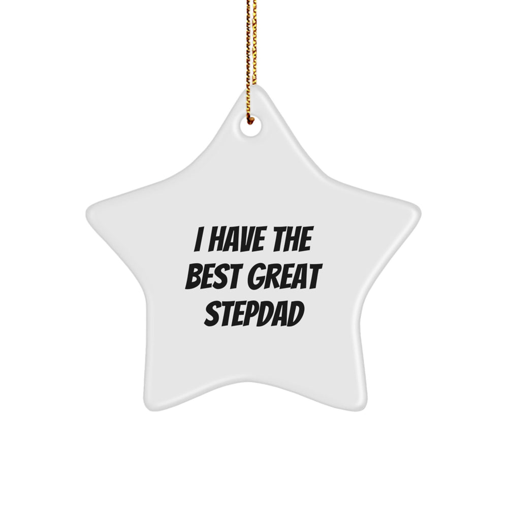 Funny Stepdad Gifts from Men, 'I Have The Best Great Stepdad', Star Ornament for Christmas - Image 1