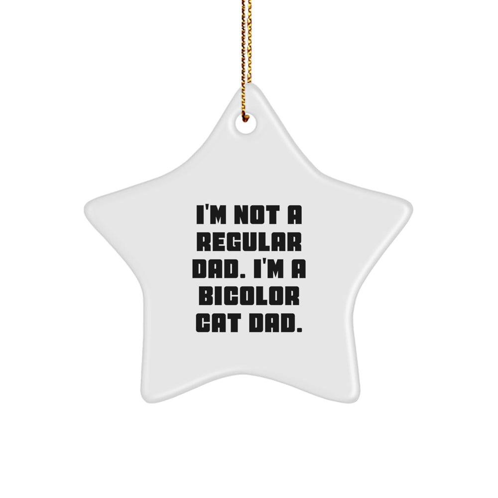 Christmas Unique Gifts from Men for Bicolor Cat Dad, Star Ornament, Fun Quote - Image 1