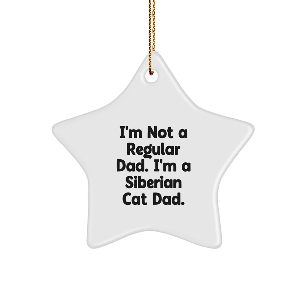 Siberian Cat Dad Star Ornament Gifts for Men Funny Christmas Unique Decorations - Image 1