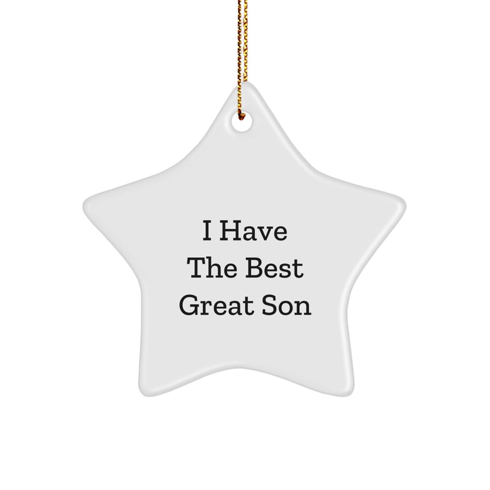 Funny Son Gifts from Mom - I Have The Best Great Son Star Ornament for Men, Unique Christmas Unique Gifts for Son, Handmade Star Shaped MDF - Image 1