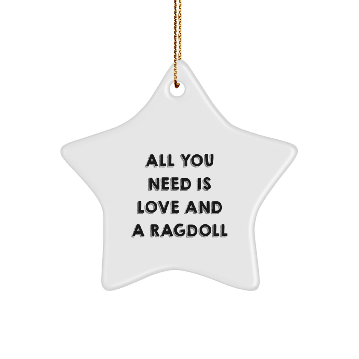 Ragdoll Cat Lovers' Star Ornament Gifts from Family, Friends, and Coworkers - 'All You Need Is Love And A Ragdoll' Quote, White Star Shaped, Christmas Unique Gifts for Men, Women - Image 1