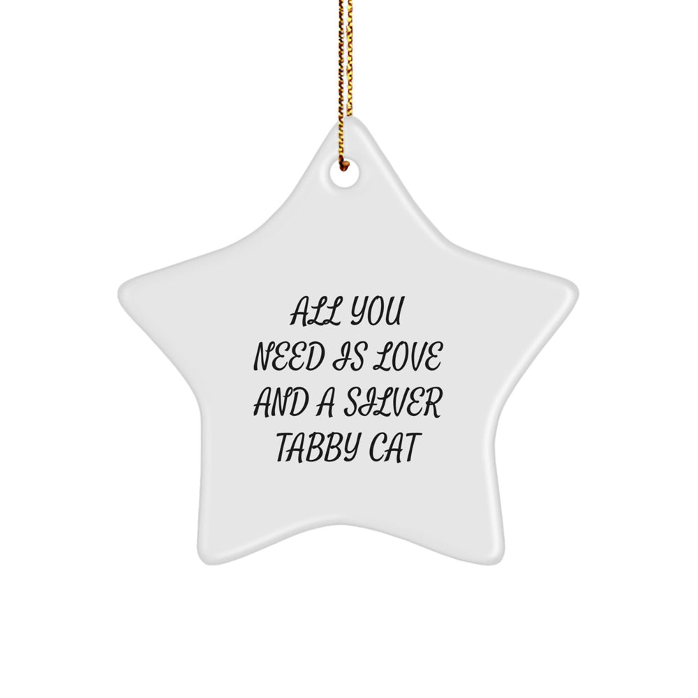 Silver Tabby Cat Star Ornament Gifts from Friends for Family Christmas Decorations - Image 1
