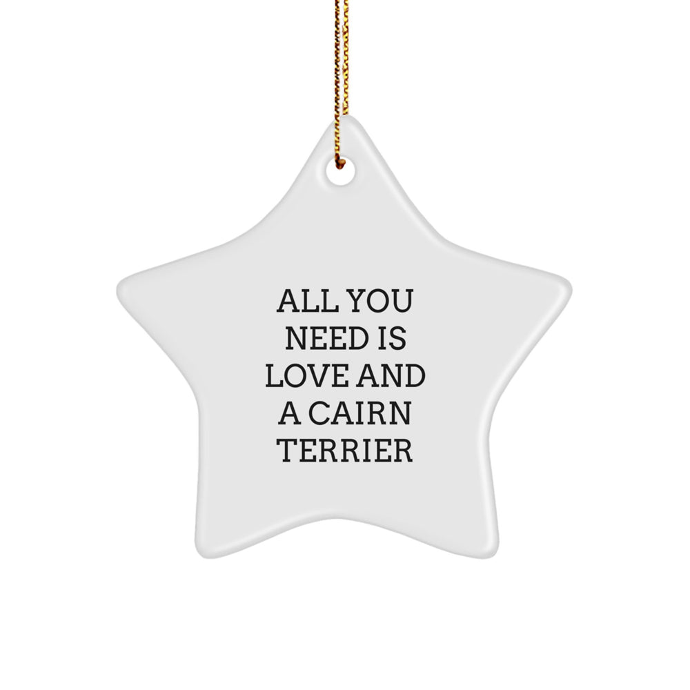 Funny Cairn Terrier Dog Gifts for Christmas - 'All You Need Is Love And A Cairn Terrier' Star Ornament, Gifts from Family or Friends - Image 1