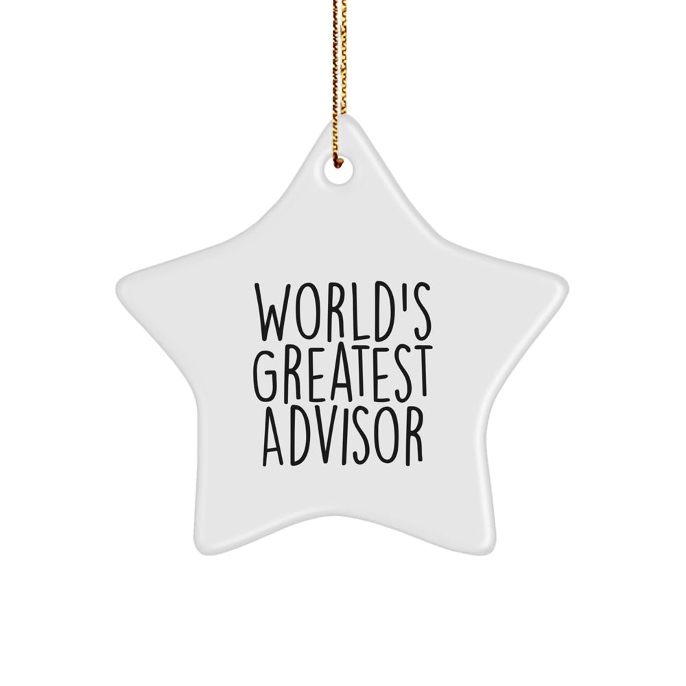 Funny World's Greatest Advisor Star Ornament, Gifts from Men to Advisor, White Star Shaped Decoration for Christmas - Image 1