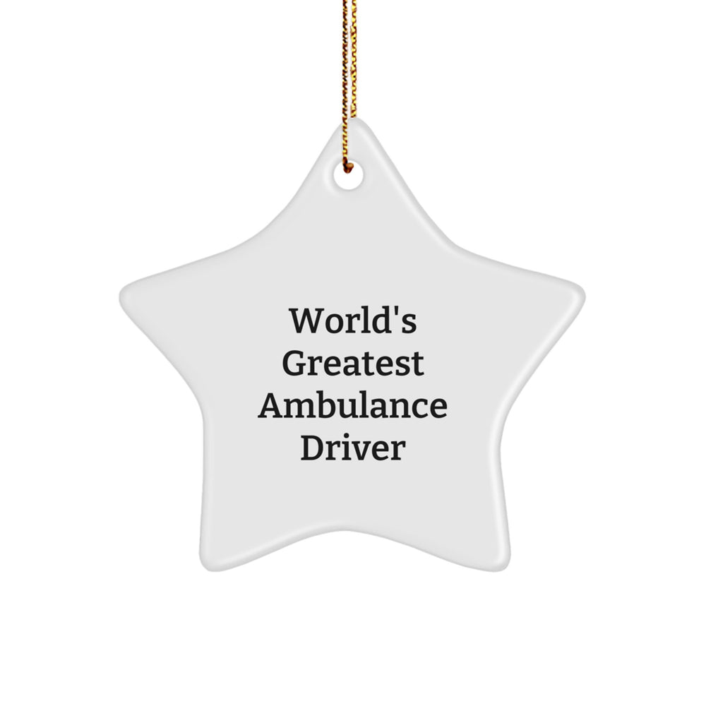 Ambulance Driver Gifts from Friends - 'World's Greatest' Star Ornament for Christmas - Image 1