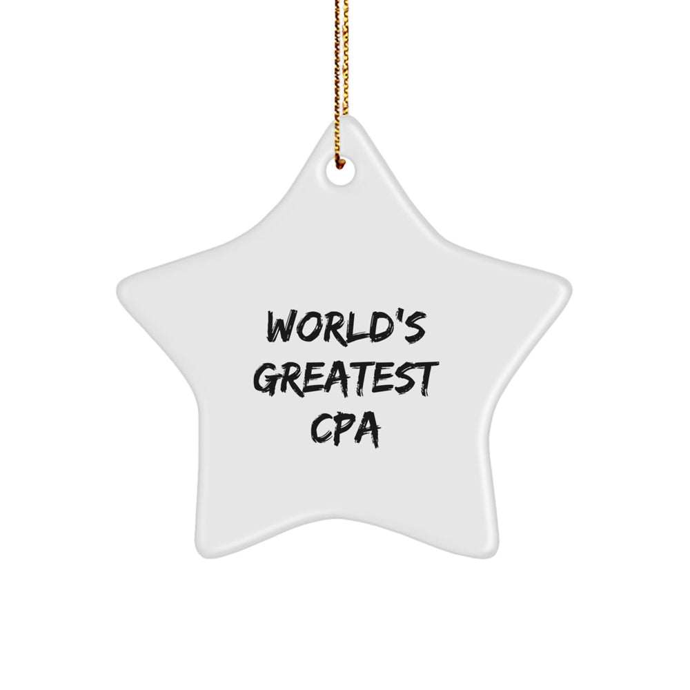 Witty CPA Gifts from Friends - 'World's Greatest Cpa' Star Ornament for Men, Women, and Coworkers, Perfect for Christmas - Image 1