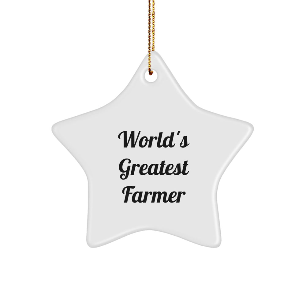Funny Farmer Gifts from Friends for the World's Greatest Farmer Star Ornament, Christmas Unique Gifts - Image 1