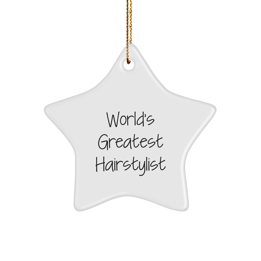 Funny and Inspirational World's Greatest Hairstylist Star Ornament Gifts for Men or Women from Family and Friends - Unique Christmas Decorations - Image 1